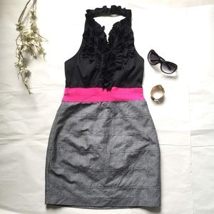 5/$25 Halter Ruffle Top Mini Dress Sz L